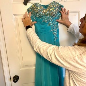 Riva Aqua Blue Formal/Prom Dress - size 2